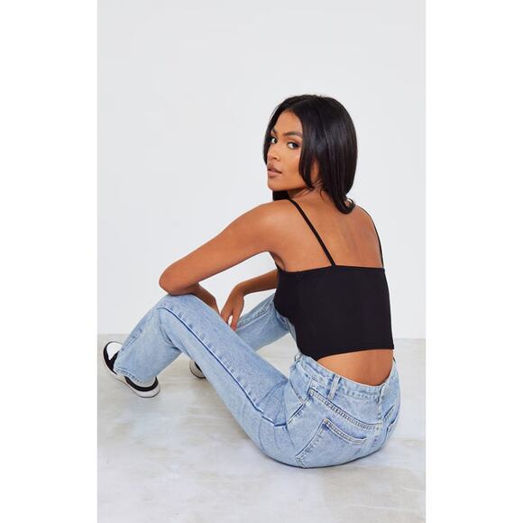 Pretty Little Thing Women’s Strappy Sleeveless Camisole Cropped Top Size 8 Black - Picture 3 of 6